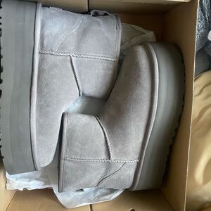 UGG Light Gray Platform Ankle Boots